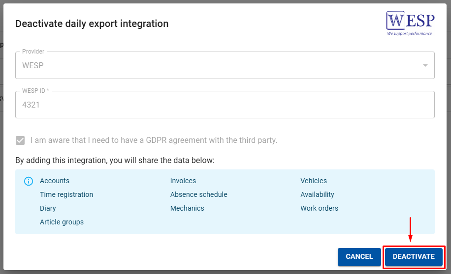 WESP integration – CarSys